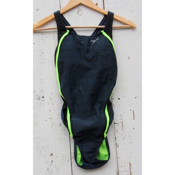 Speedo Blue and Neon Green HydroBRA One-Piece Swimsuit Women's Size 6 NEW - Picture 1 of 3